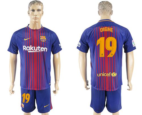 Barcelona #19 Digne Home Soccer Club Jersey
