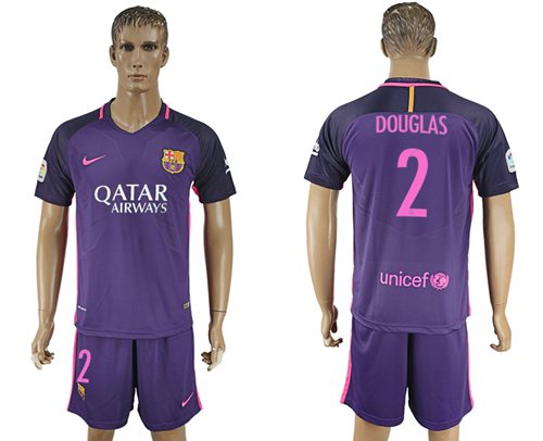Barcelona #2 Douglas Away Soccer Club Jersey