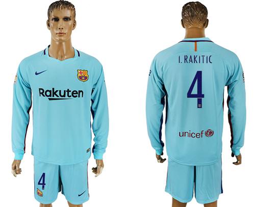 Barcelona #4 I.Rakitic Away Long Sleeves Soccer Club Jersey Barcelona #4 I.Rakitic Away Long Sleeves Soccer Club Jersey