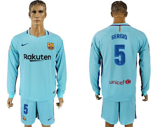 Barcelona #5 Sergio Away Long Sleeves Soccer Club Jersey Barcelona #5 Sergio Away Long Sleeves Soccer Club Jersey