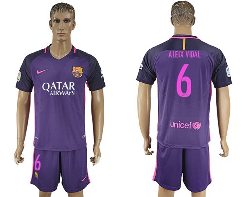 Barcelona #6 Aleix Vidal Away Soccer Club Jersey Barcelona #6 Aleix Vidal Away Soccer Club Jersey