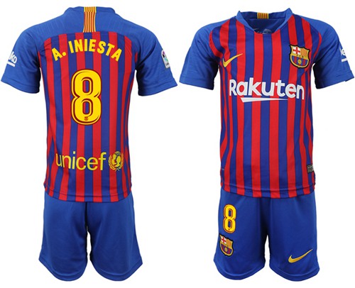 Barcelona #8 A.Iniesta Home Kid Soccer Club Jersey Barcelona #8 A.Iniesta Home Kid Soccer Club Jersey