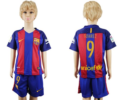Barcelona #9 Suarez Home Kid Soccer Club Jersey Barcelona #9 Suarez Home Kid Soccer Club Jersey