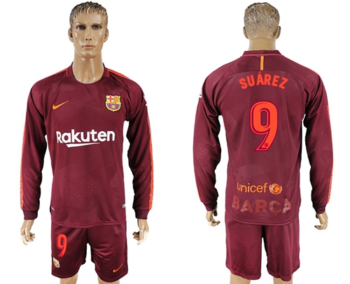 Barcelona #9 Suarez Sec Away Long Sleeves Soccer Club Jersey Barcelona #9 Suarez Sec Away Long Sleeves Soccer Club Jersey