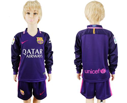 Barcelona Blank Away Long Sleeves Kid Soccer Club Jersey Barcelona Blank Away Long Sleeves Kid Soccer Club Jersey