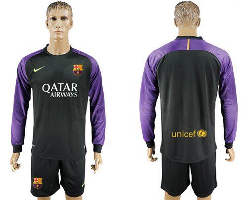 Barcelona Blank Black Goalkeeper Long Sleeves Soccer Club Jersey Barcelona Blank Black Goalkeeper Long Sleeves Soccer Club Jersey