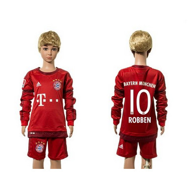 Bayern Munchen #10 Robben Home Long Sleeves Kid Soccer Club Jersey Bayern Munchen #10 Robben Home Long Sleeves Kid Soccer Club Jersey