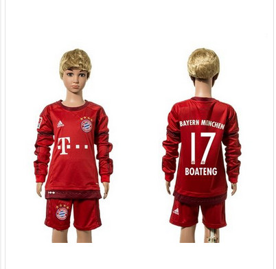 Bayern Munchen #17 Boateng Home Long Sleeves Kid Soccer Club Jersey Bayern Munchen #17 Boateng Home Long Sleeves Kid Soccer Club Jersey