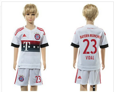 Bayern Munchen #23 Vidal Away Kid Soccer Club Jersey