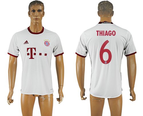 Bayern Munchen #6 Thiago White Soccer Club Jersey Bayern Munchen #6 Thiago White Soccer Club Jersey
