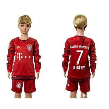 Bayern Munchen #7 Ribery Home Long Sleeves Kid Soccer Club Jersey Bayern Munchen #7 Ribery Home Long Sleeves Kid Soccer Club Jersey