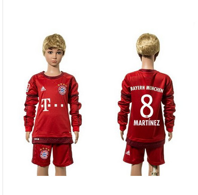 Bayern Munchen #8 Martinez Home Long Sleeves Kid Soccer Club Jersey Bayern Munchen #8 Martinez Home Long Sleeves Kid Soccer Club Jersey