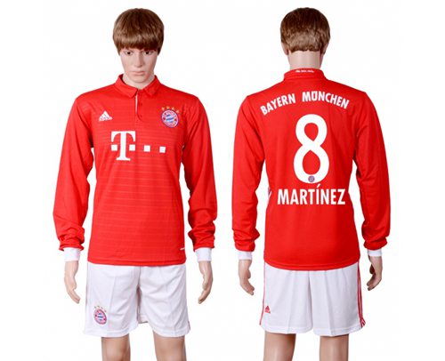 Bayern Munchen #8 Martinez Home Long Sleeves Soccer Club Jersey