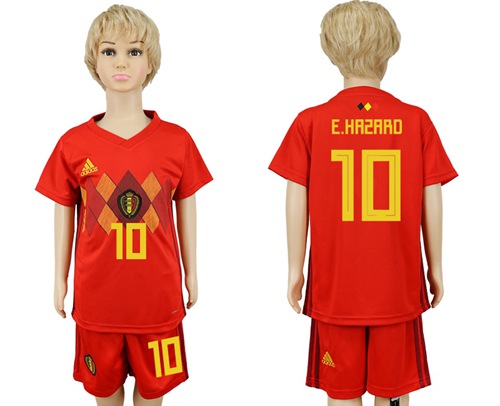 Belgium #10 E.Hazard Red Home Kid Soccer Country Jersey Belgium #10 E.Hazard Red Home Kid Soccer Country Jersey