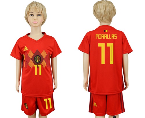Belgium #11 Mirallas Red Home Kid Soccer Country Jersey Belgium #11 Mirallas Red Home Kid Soccer Country Jersey