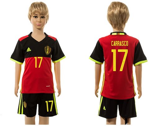 Belgium #17 Carrasco Red Home Kid Soccer Country Jersey Belgium #17 Carrasco Red Home Kid Soccer Country Jersey
