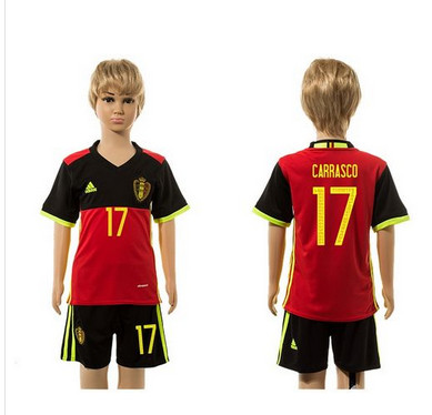 Belgium #17 Carrasco Red Home Kid Soccer Country Jersey