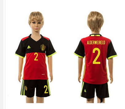 Belgium #2 Alderweireld Red Home Kid Soccer Country Jersey