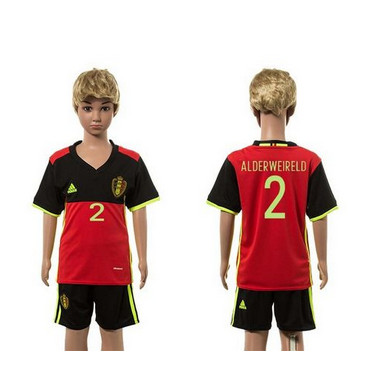 Belgium #2 Alderweireld Red Home Kid Soccer Country Jersey