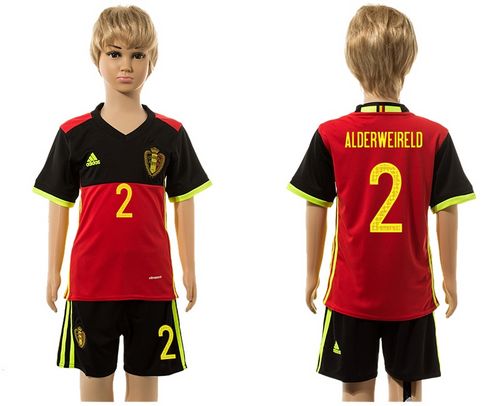 Belgium #2 Alderweireld Red Home Kid Soccer Country Jersey