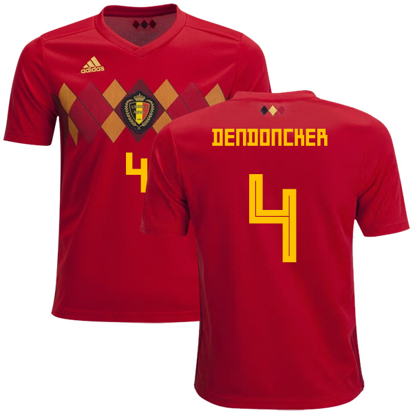 Belgium #4 Dendoncker Home Kid Soccer Country Jersey Belgium #4 Dendoncker Home Kid Soccer Country Jersey