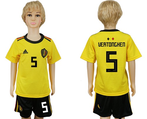Belgium #5 Vertonghen Away Kid Soccer Country Jersey Belgium #5 Vertonghen Away Kid Soccer Country Jersey