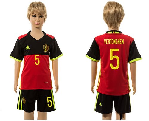 Belgium #5 Vertonghen Red Home Kid Soccer Country Jersey Belgium #5 Vertonghen Red Home Kid Soccer Country Jersey