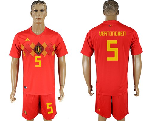 Belgium #5 Vertonghen Red Soccer Country Jersey Belgium #5 Vertonghen Red Soccer Country Jersey