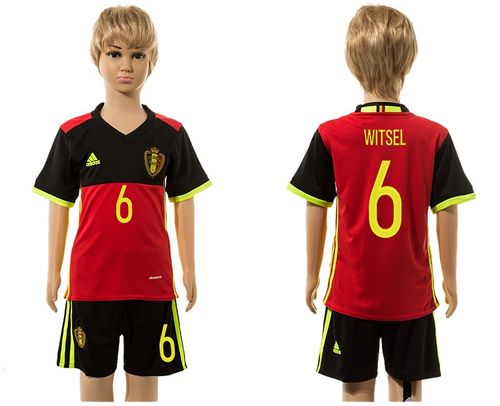 Belgium #6 Witsel Red Home Kid Soccer Country Jersey