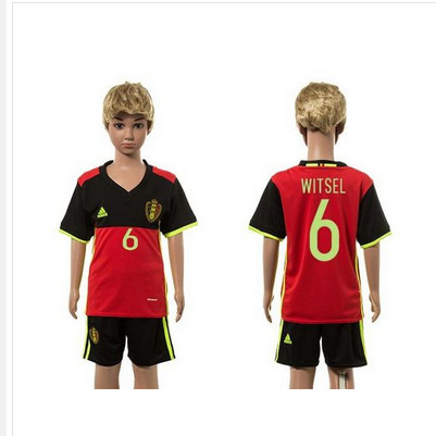 Belgium #6 Witsel Red Home Kid Soccer Country Jersey