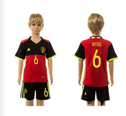 Belgium #6 Witsel Red Home Kid Soccer Country Jersey