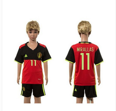 Belgium #8 Fellaini Away Kid Soccer Country Jersey-7452-1204-6289-5115-5834