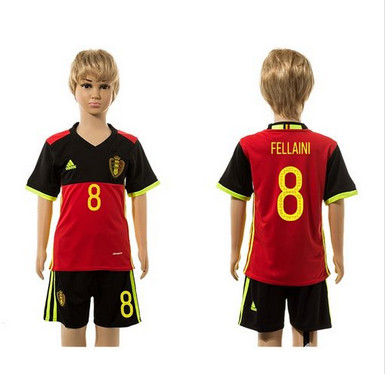 Belgium #8 Fellaini Red Home Kid Soccer Country Jersey