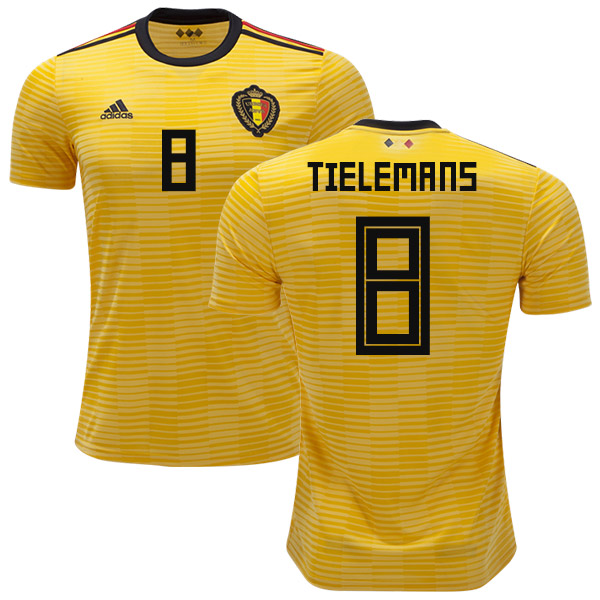 Belgium #8 Tielemans Away Kid Soccer Country Jersey Belgium #8 Tielemans Away Kid Soccer Country Jersey