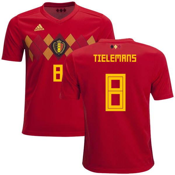 Belgium #8 Tielemans Home Kid Soccer Country Jersey Belgium #8 Tielemans Home Kid Soccer Country Jersey
