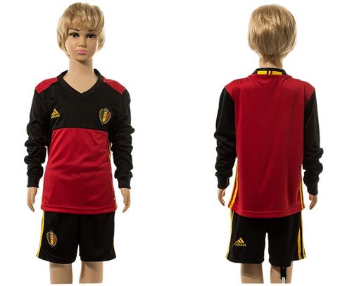 Belgium Blank Red Home Long Sleeves Kid Soccer Country Jersey Belgium Blank Red Home Long Sleeves Kid Soccer Country Jersey