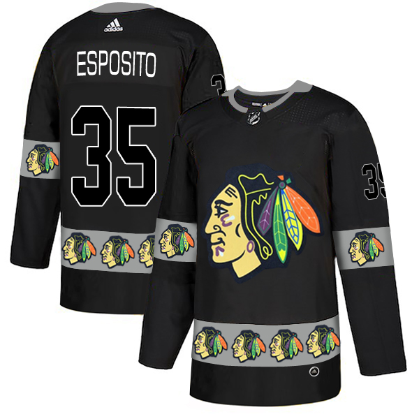 Blackhawks 35 Tony Esposito Black Team Logos Fashion Adidas Jersey Blackhawks 35 Tony Esposito Black Team Logos Fashion Adidas Jersey