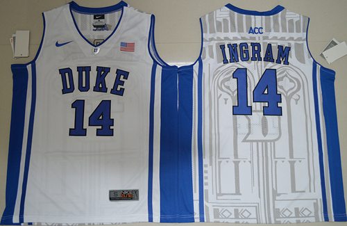Blue Devils #14 Brandon Ingram White Basketball Elite V Neck Stitched NCAA Jersey Blue Devils #14 Brandon Ingram White Basketball Elite V Neck Stitched NCAA Jersey