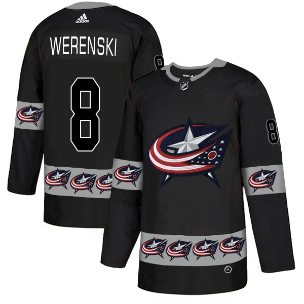 Blue Jackets 8 Zach Werenski Black Team Logos Fashion Adidas Jersey Blue Jackets 8 Zach Werenski Black Team Logos Fashion Adidas Jersey