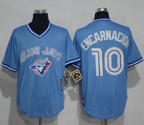 Blue Jays #10 Edwin Encarnacion Light Blue Cooperstown Throwback Stitched MLB Jersey Blue Jays #10 Edwin Encarnacion Light Blue Cooperstown Throwback Stitched MLB Jersey