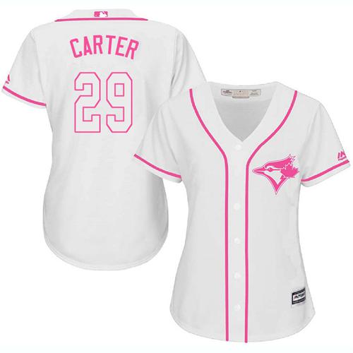 Blue Jays #29 Joe Carter White Pink Fashion Women's Stitched MLB Jersey Blue Jays #29 Joe Carter White Pink Fashion Women's Stitched MLB Jersey