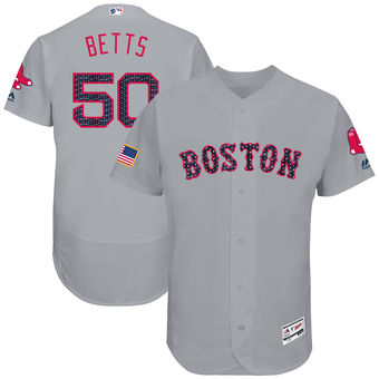 Boston Red Sox Mookie Betts Majestic 2017 Stars & Stripes Authentic Collection FlexBase Player Jersey - Gray Boston Red Sox Mookie Betts Majestic 2017 Stars & Stripes Authentic Collection FlexBase Player Jersey - Gray