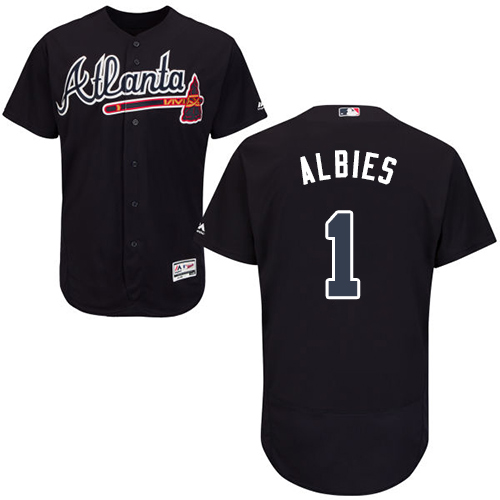 Braves #1 Ozzie Albies Navy Blue Flexbase Authentic Collection Stitched Baseball Jersey Braves #1 Ozzie Albies Navy Blue Flexbase Authentic Collection Stitched Baseball Jersey