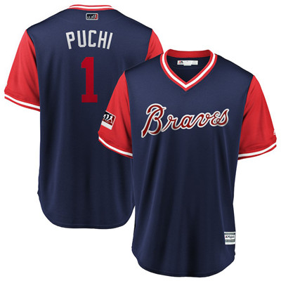 Braves #1 Ozzie Albies Puchi Navy 2018 Players' Weekend Authentic Team Jersey Braves #1 Ozzie Albies Puchi Navy 2018 Players' Weekend Authentic Team Jersey