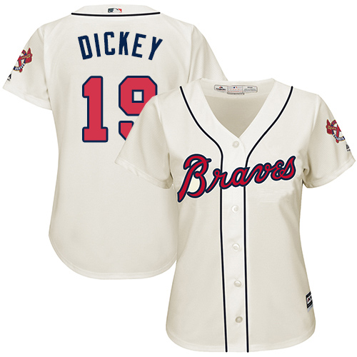 Braves #19 R.A. Dickey Cream Alternate Women's Stitched MLB Jersey Braves #19 R.A. Dickey Cream Alternate Women's Stitched MLB Jersey