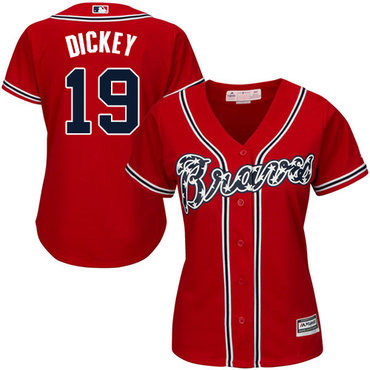 Braves #19 R.A. Dickey Red Alternate Women's Stitched MLB Jersey Braves #19 R.A. Dickey Red Alternate Women's Stitched MLB Jersey