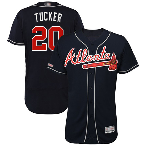 Braves #20 Preston Tucker Navy Blue Flexbase Authentic Collection Stitched Baseball Jersey Braves #20 Preston Tucker Navy Blue Flexbase Authentic Collection Stitched Baseball Jersey