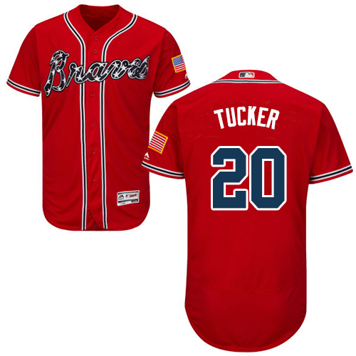 Braves #20 Preston Tucker Red Flexbase Authentic Collection Stitched Baseball Jersey Braves #20 Preston Tucker Red Flexbase Authentic Collection Stitched Baseball Jersey