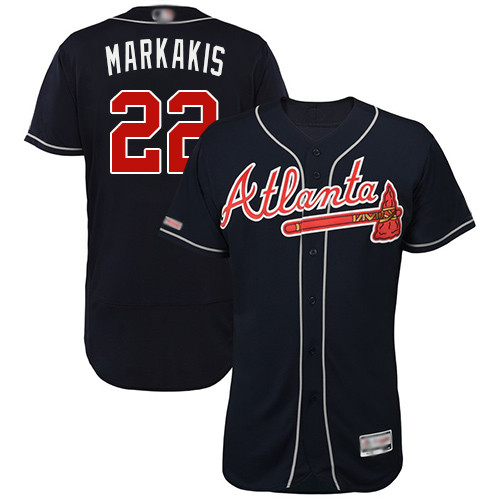 Braves #22 Nick Markakis Navy Blue Flexbase Authentic Collection Stitched Baseball Jersey Braves #22 Nick Markakis Navy Blue Flexbase Authentic Collection Stitched Baseball Jersey