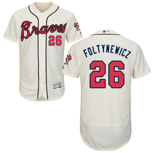 Braves #26 Mike Foltynewicz Cream Flexbase Authentic Collection Stitched Baseball Jersey Braves #26 Mike Foltynewicz Cream Flexbase Authentic Collection Stitched Baseball Jersey